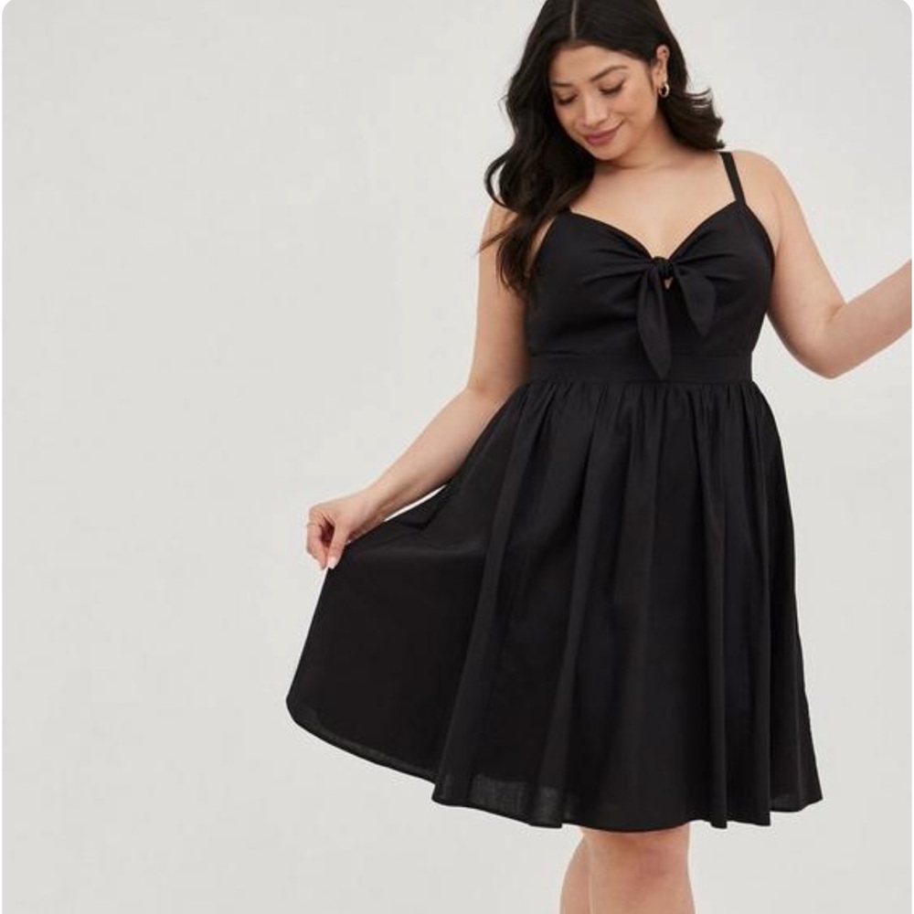 Torrid Mini Poplin Tie-Front Skater Dress